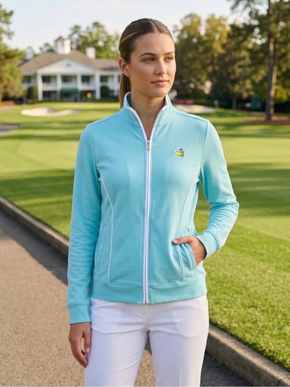 Masters Magnolia Lane Light Blue Full-Zip Size Small